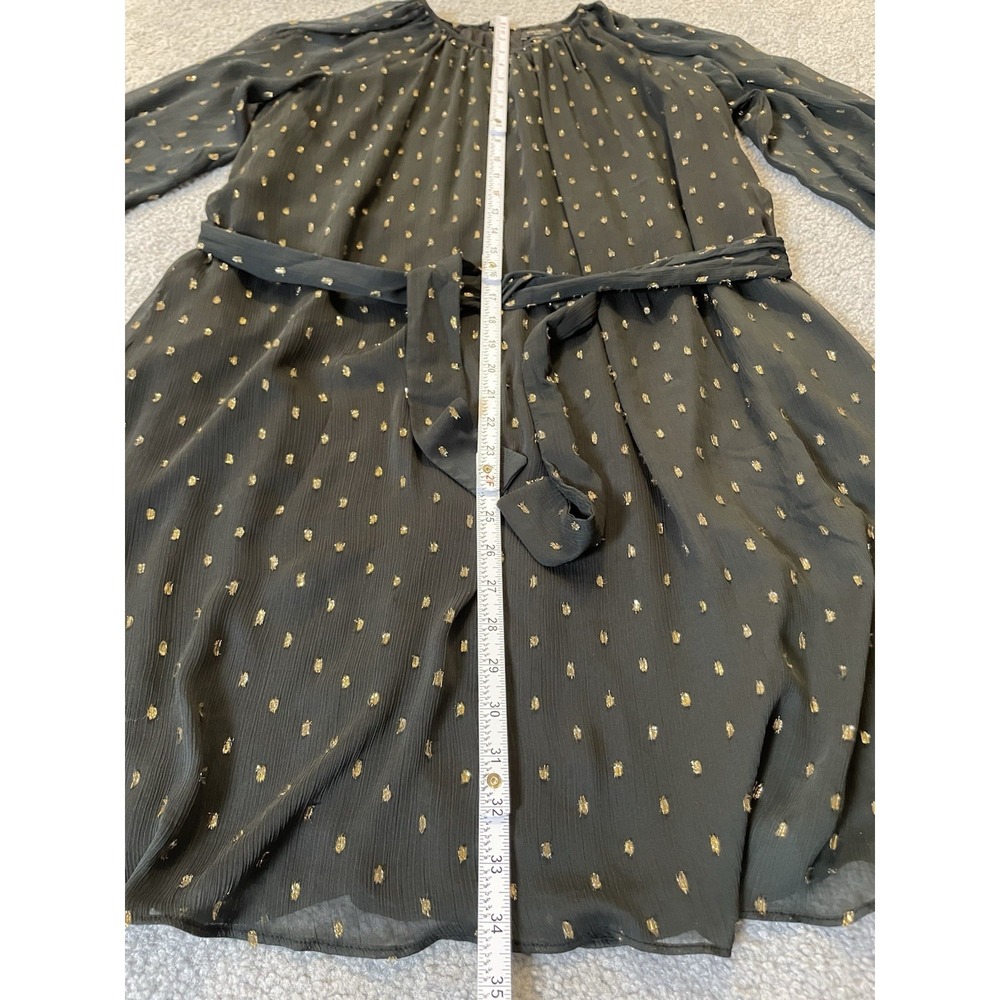 90s Ann Taylor Belted Dress PS Black Metallic Gold Sheer Goth Modern Party City - Picture 8 of 15